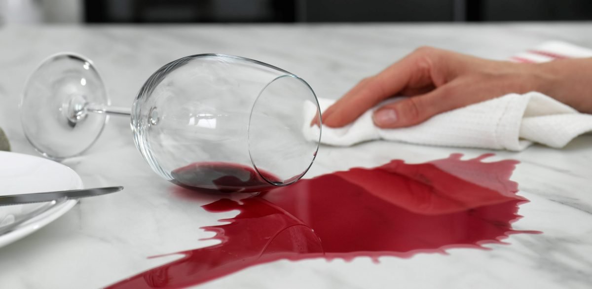 spilled wine countertop